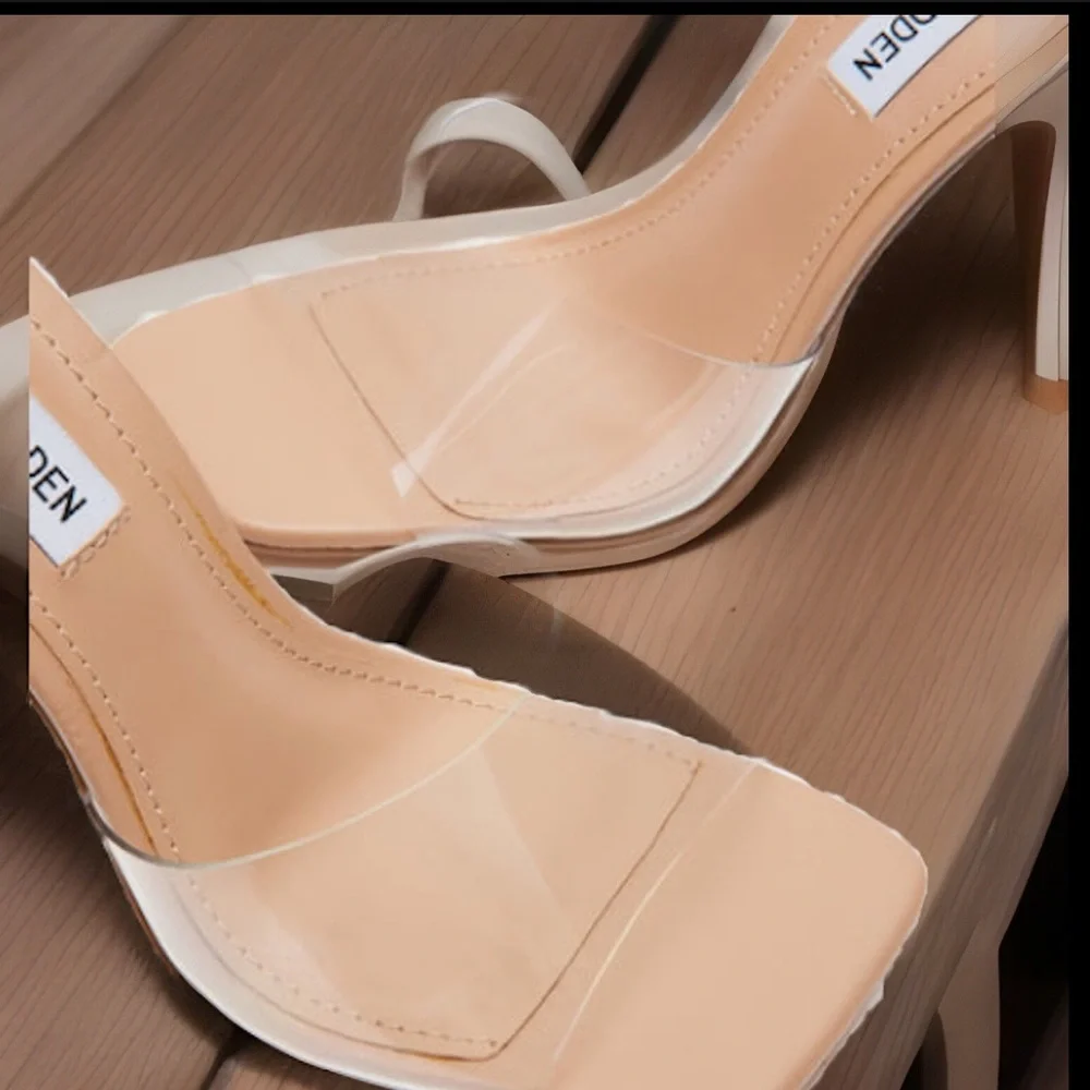 STEVE MADDEN Signal Clear Peep Toe Stiletto Heels Sexy Women’s Sz 8.5 NIB